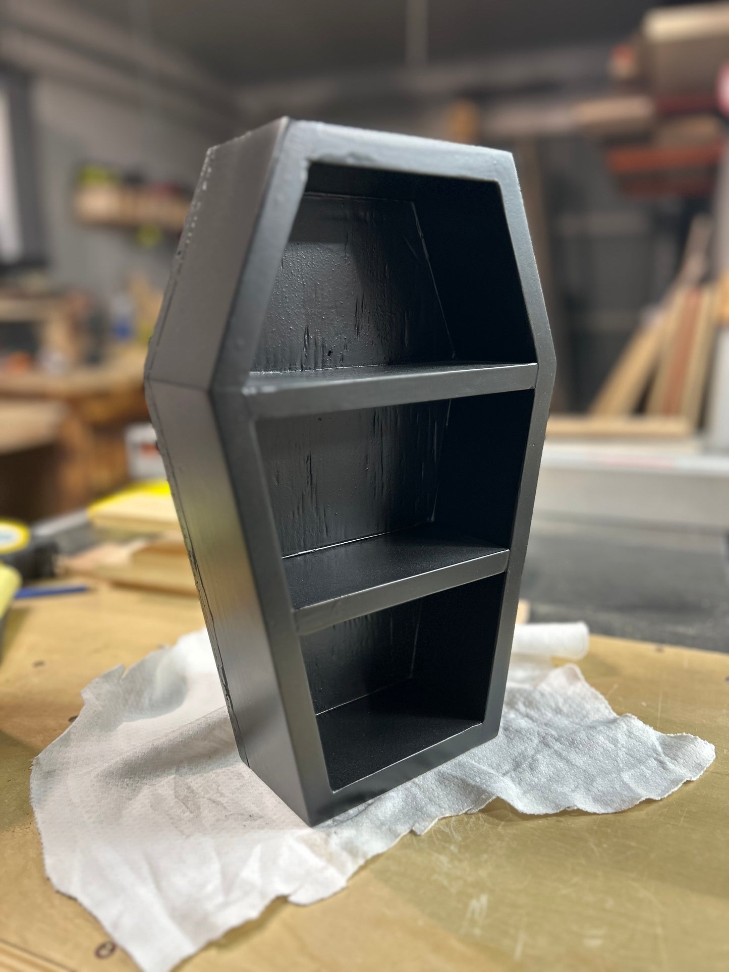 12” Wooden Coffin Shelf