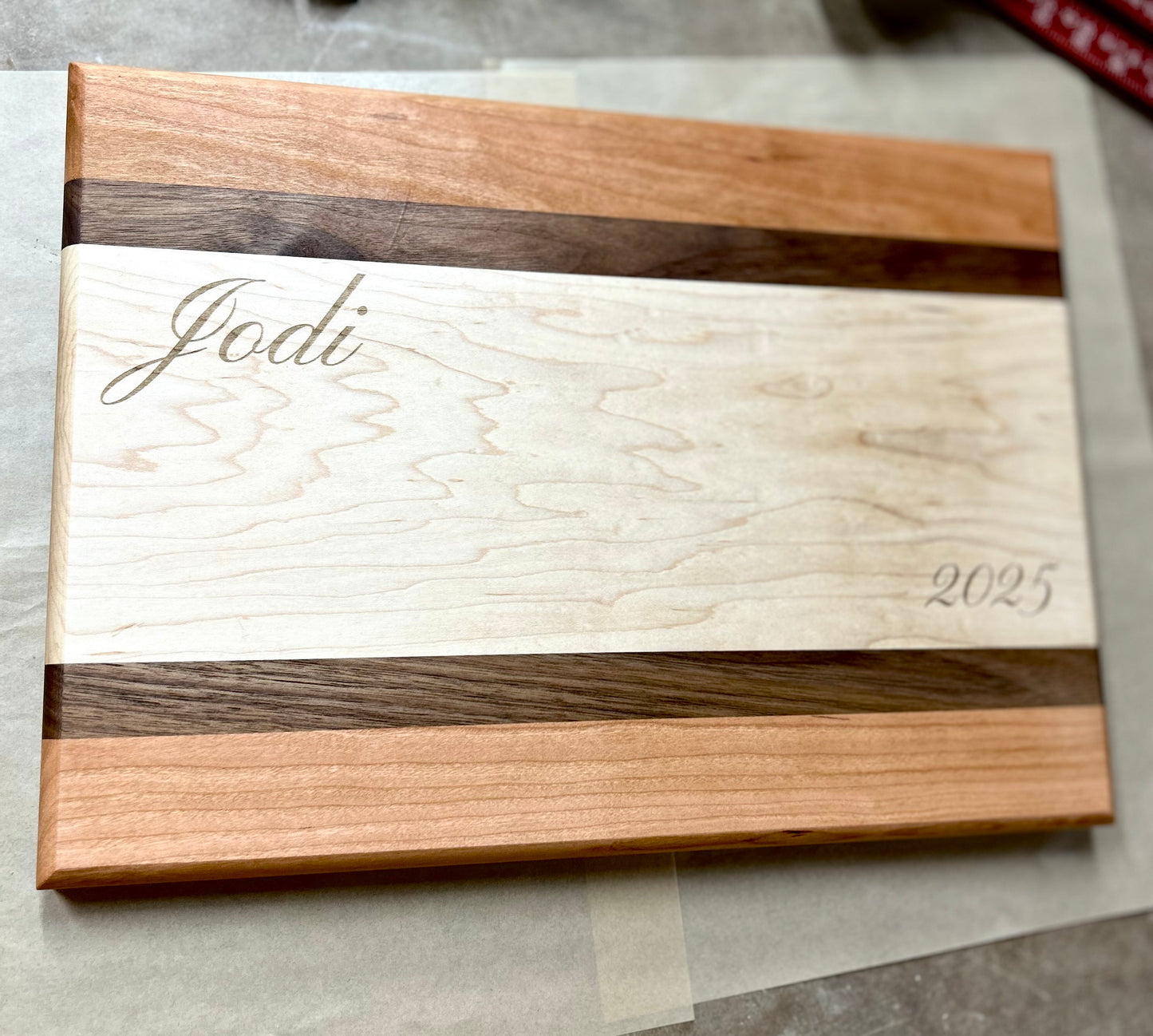 Large Cutting Board (18x12x1.5) Hardwood Kitchen Block - Striped Pattern