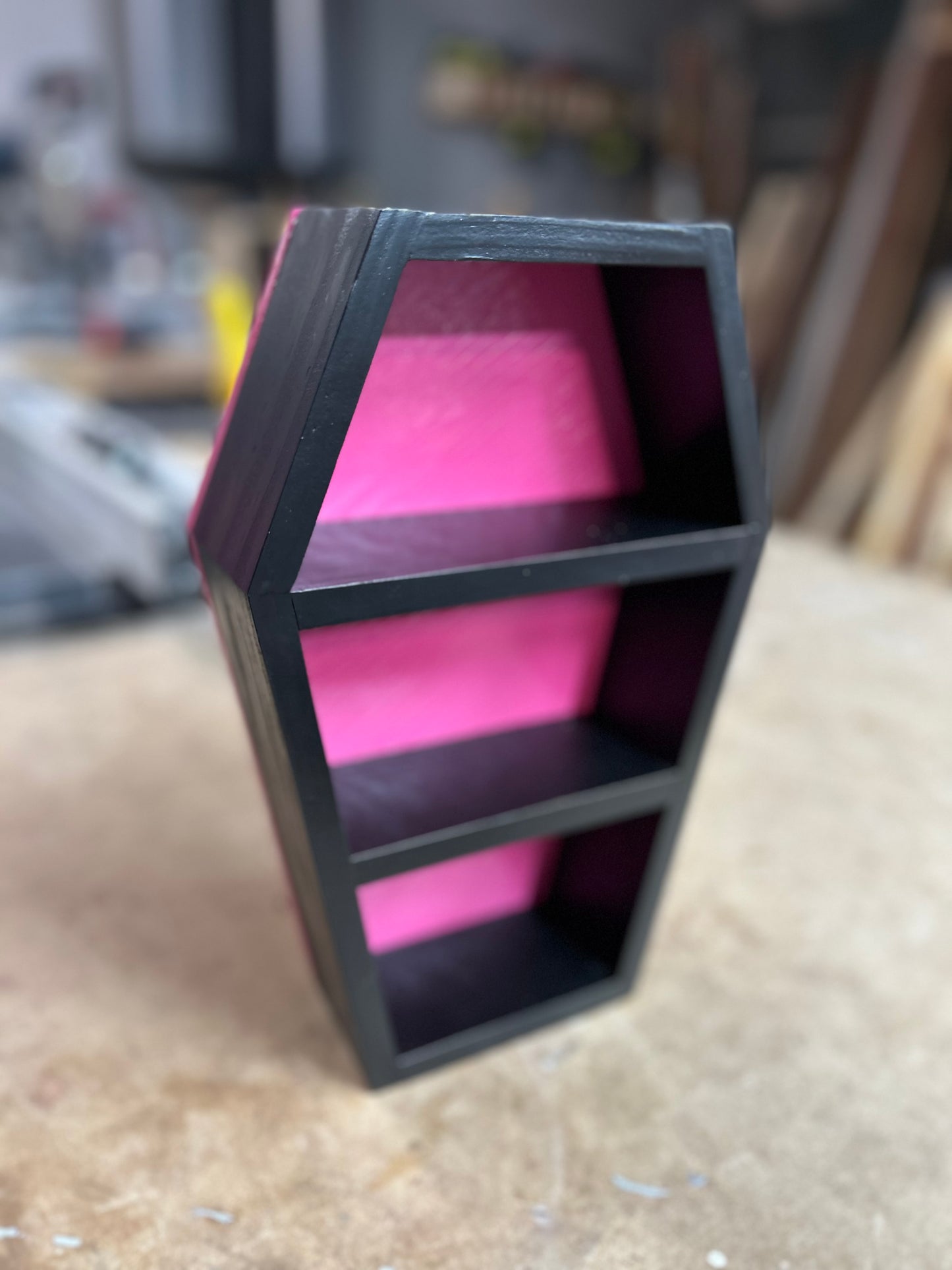 12” Wooden Coffin Shelf
