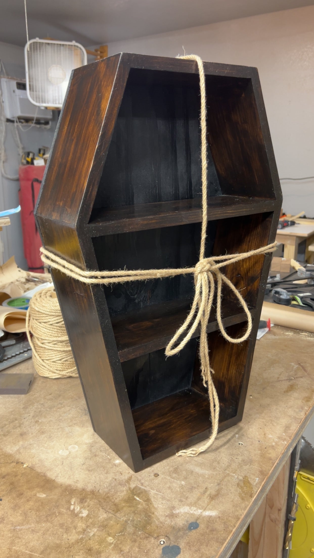 Handmade 24" Burned Coffin Shelf