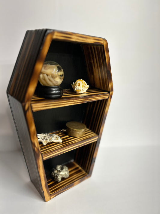 12” Wooden Coffin Shelf