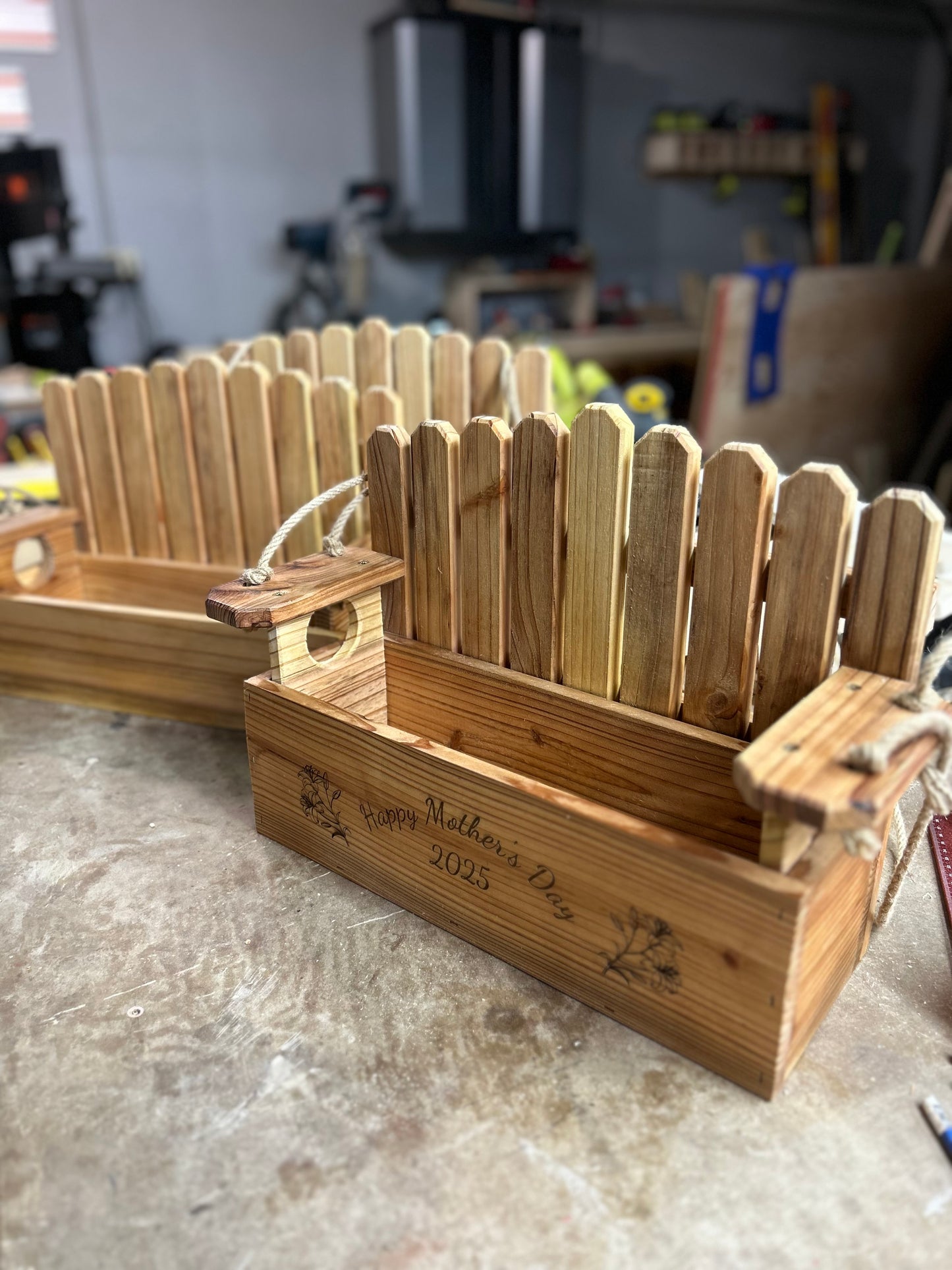 Swinging Porch Planter, Hanging Porch-Bench Planter Box, Engravings Optional