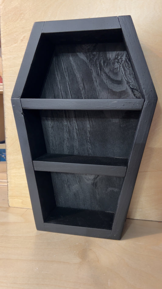 12” Wooden Coffin Shelf
