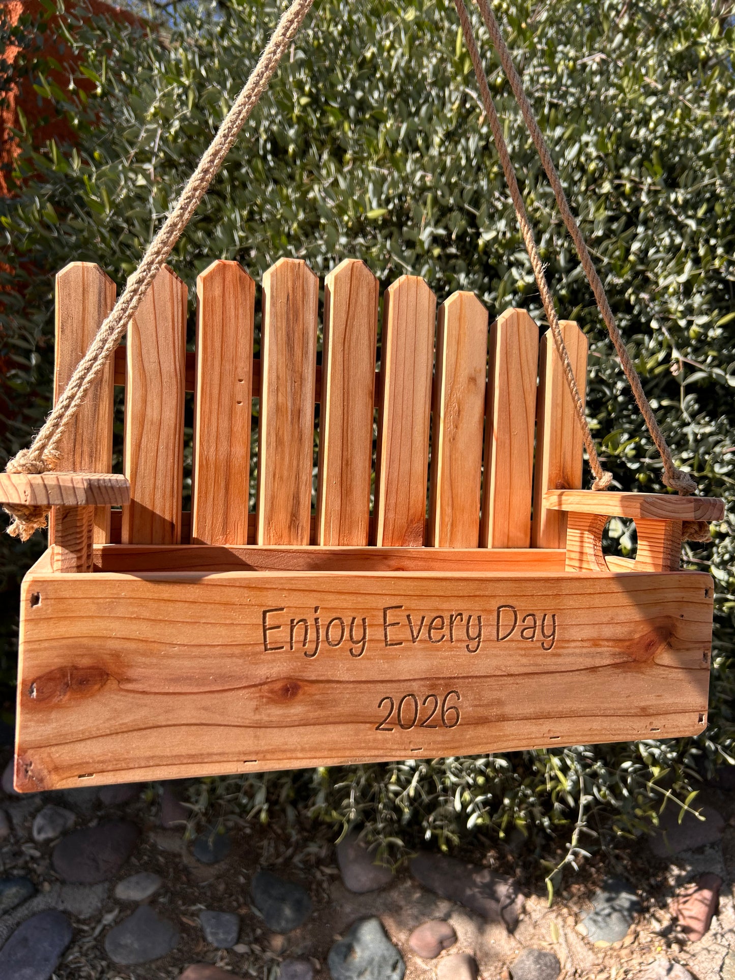Swinging Porch Planter, Hanging Porch-Bench Planter Box, Engravings Optional