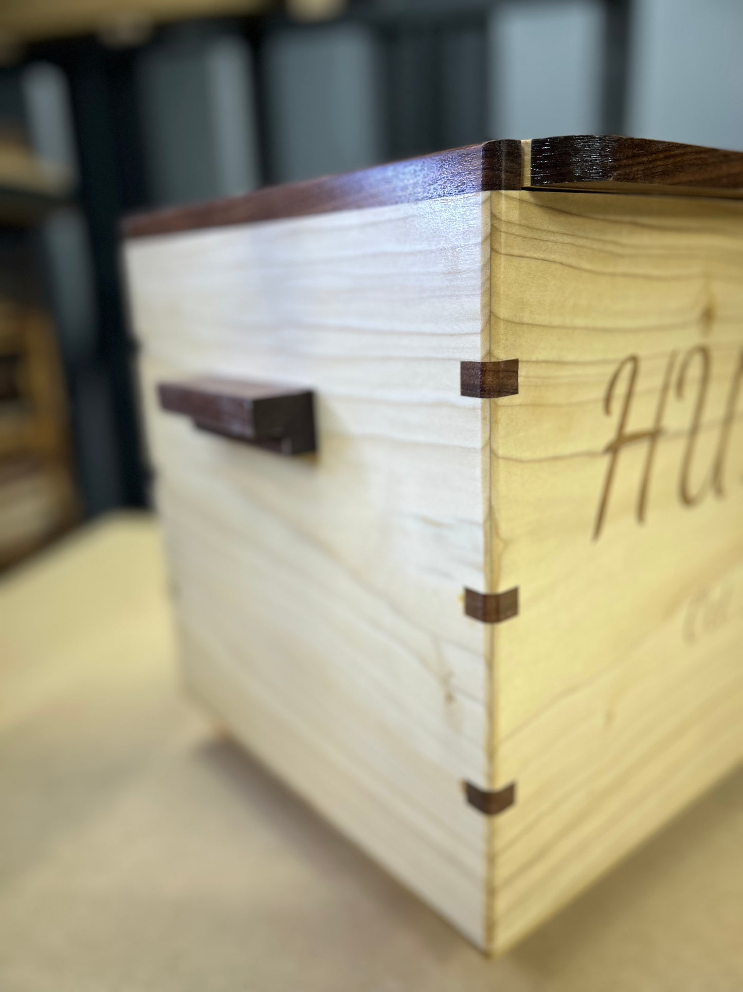 Handmade Wooden Chest, Engraved Keepsake Box