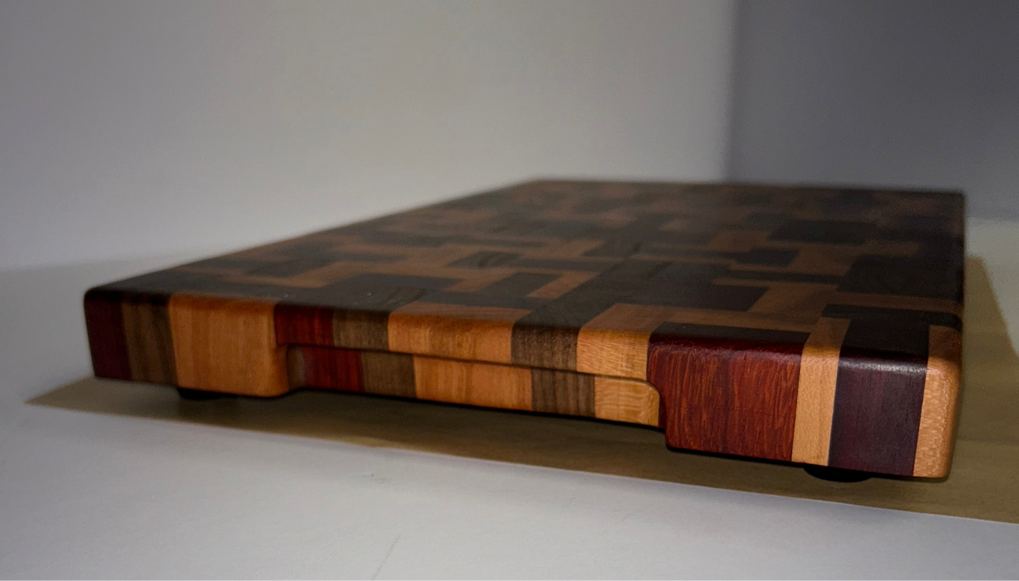 End Grain Cutting Board, Chaotic Chaos Pattern (16 x 10 x 1.5)