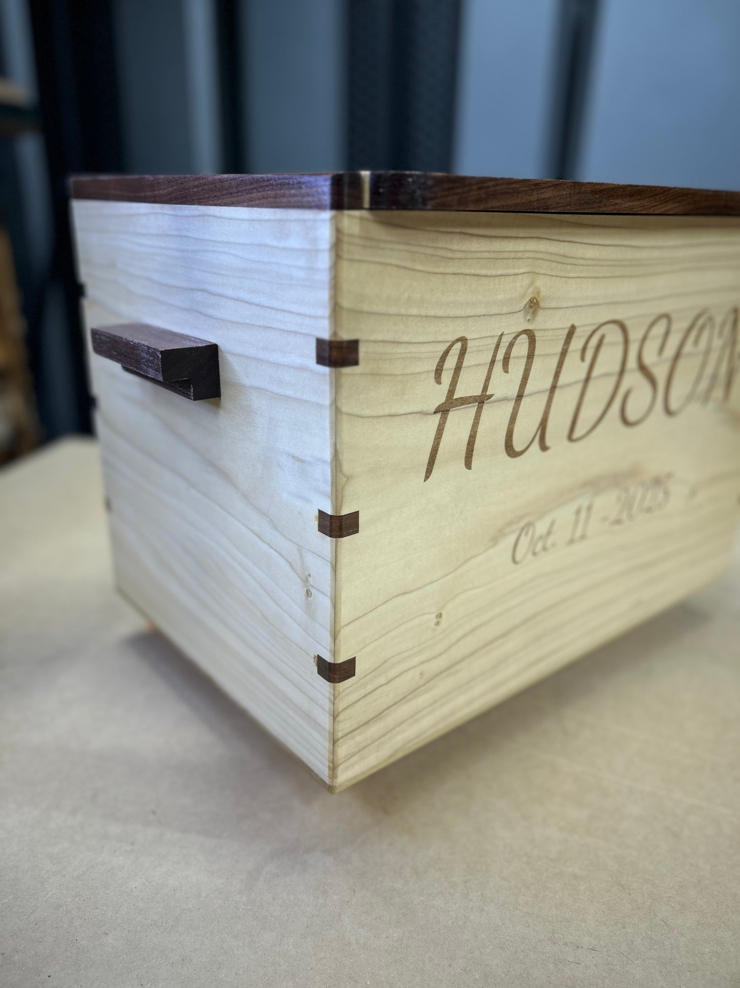 Handmade Wooden Chest, Engraved Keepsake Box