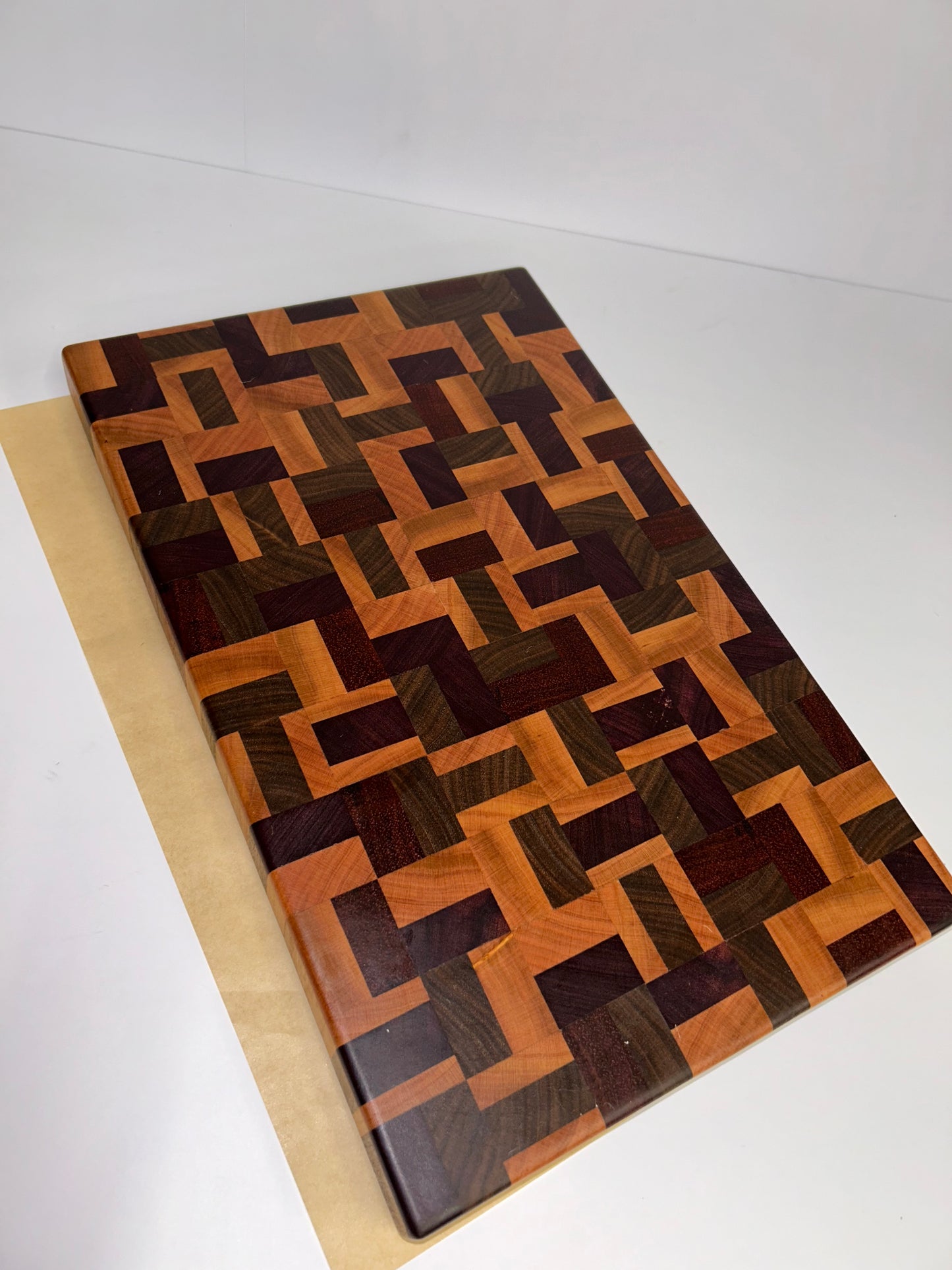 End Grain Cutting Board, Chaotic Chaos Pattern (16 x 10 x 1.5)