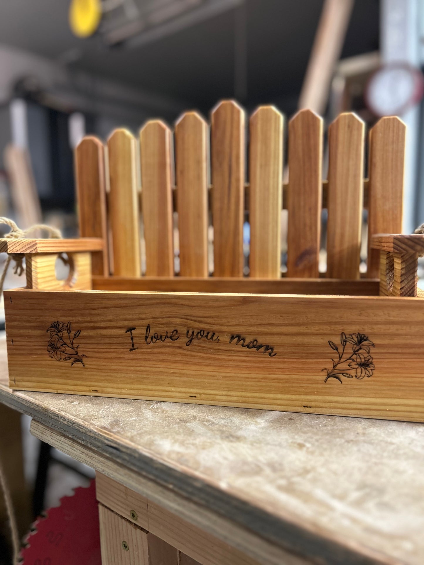 Swinging Porch Planter, Hanging Porch-Bench Planter Box, Engravings Optional