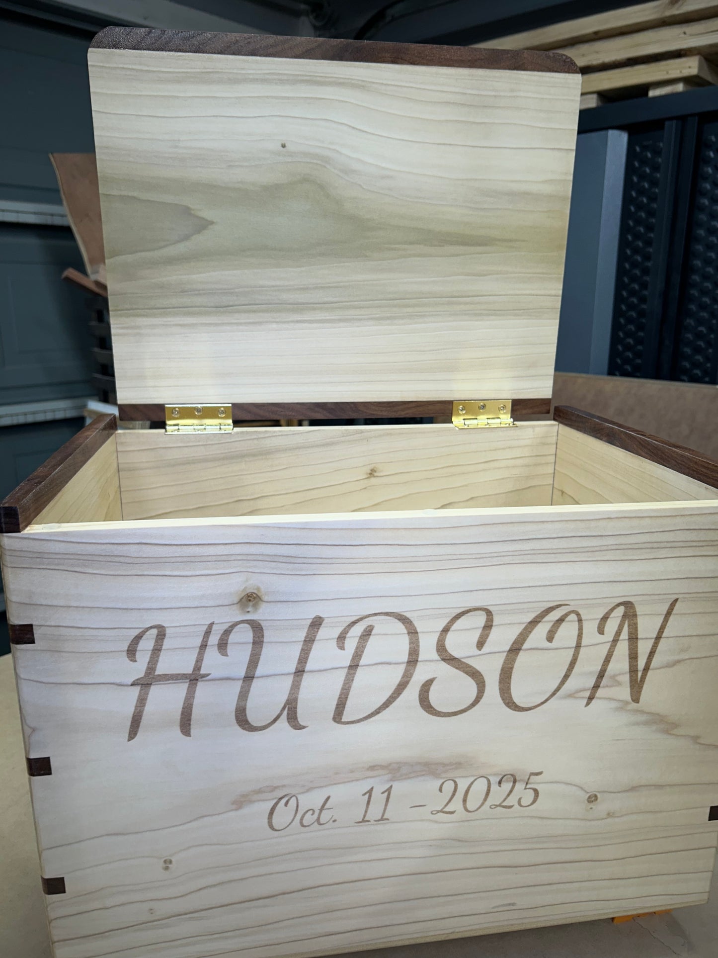 Handmade Wooden Chest, Engraved Keepsake Box