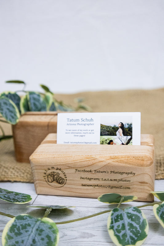 Custom Business Card Holder, Wooden Nameplate and Card Holder Display